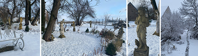 Winterbild des Gartens von Conny Braun zur Einstimmung auf die Mediationen Weichnachten und Jahreswechsel